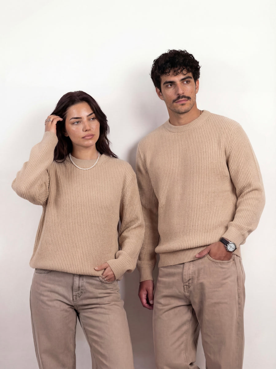 Turkish Round Sweater - Beige