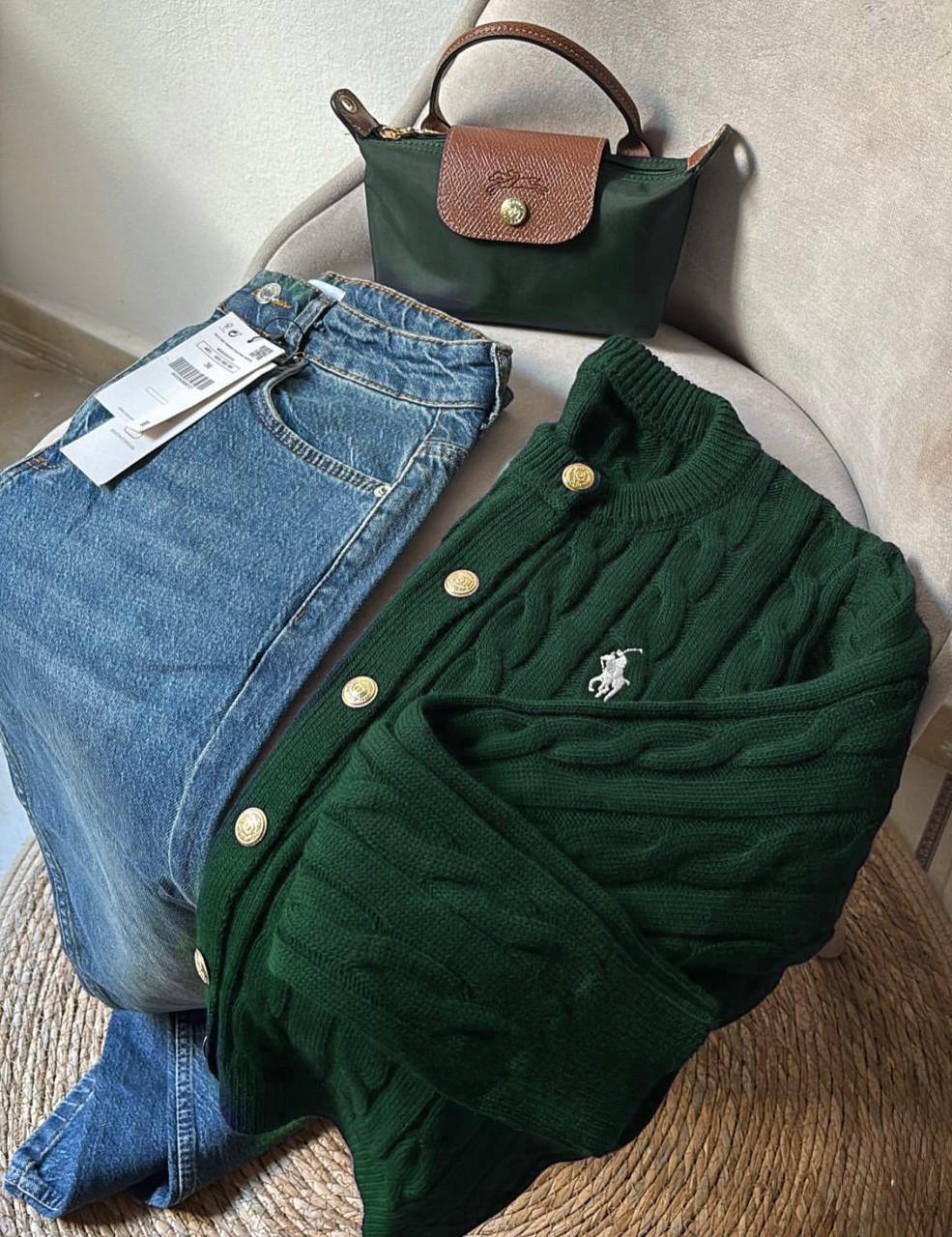 Women Polo Cable Sweater