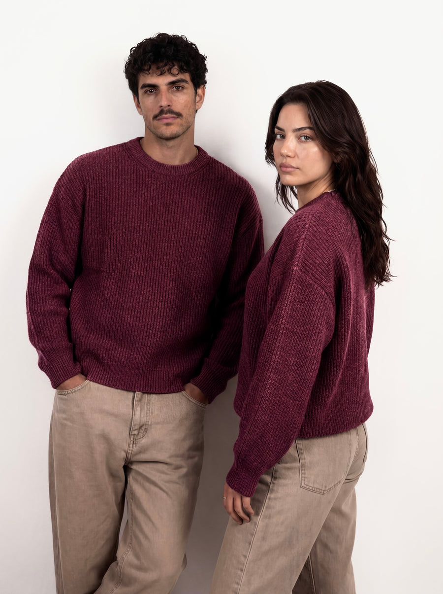 Turkish Round Sweater - Burgundy