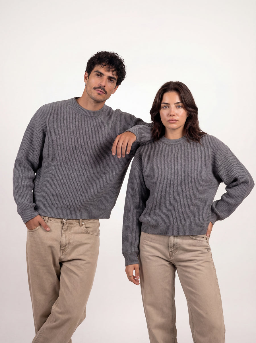 Turkish Round Sweater - Grey