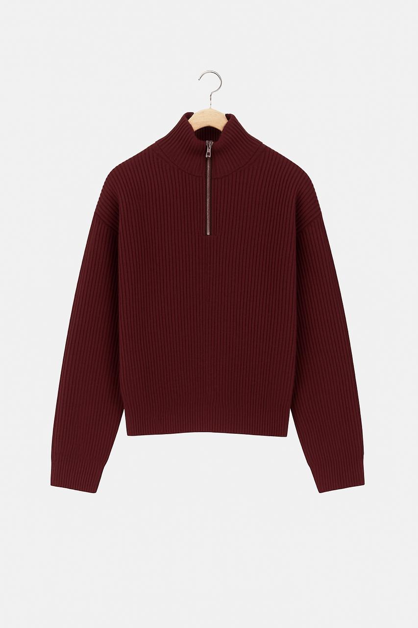 Turkish Zipper Sweater - Burgundy