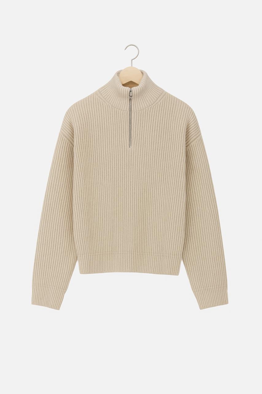 Turkish Zipper Sweater - Beige