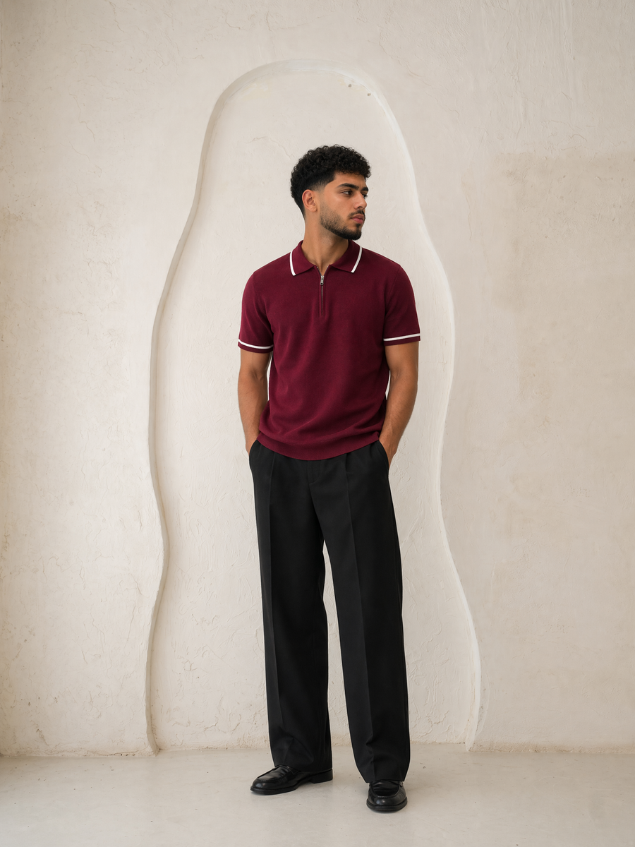 Turkish Polo Tshirt - Dark Red